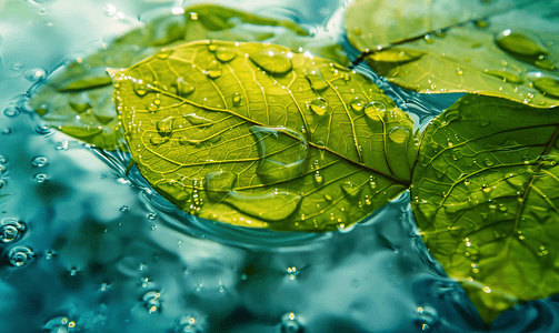 叶子简约背景摄影照片_水中的叶子素材