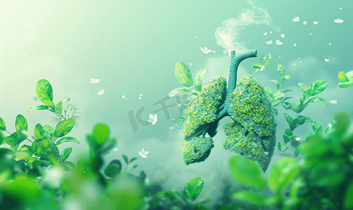 健康世界摄影照片_绿色简约世界防治哮喘日海报