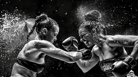水火对抗摄影照片_女性拳击运动
