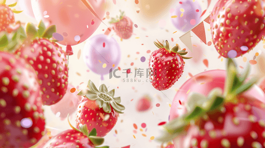 惊喜背景图片_彩色粉色唯美草莓气球场地的背景13