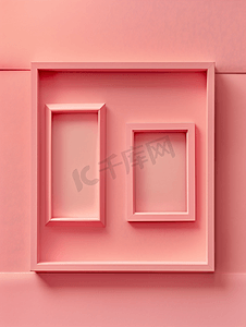 客厅装饰画摄影照片_粉红色家居相框组合