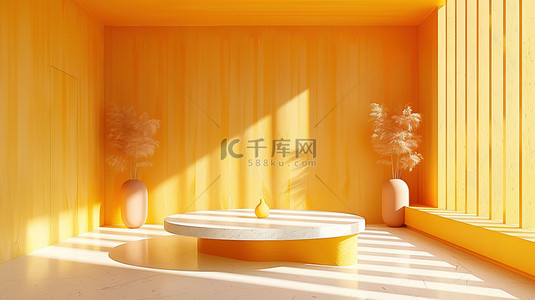 浅橙色条纹明亮阳光电商展台背景素材