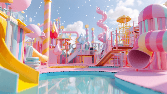 彩色缤纷背景背景图片_户外彩色游乐场滑梯玩具的背景7