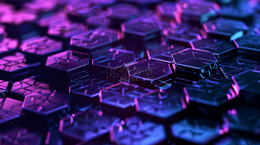 点状科技背景图片_紫色科技感蜂窝状纹理背景6