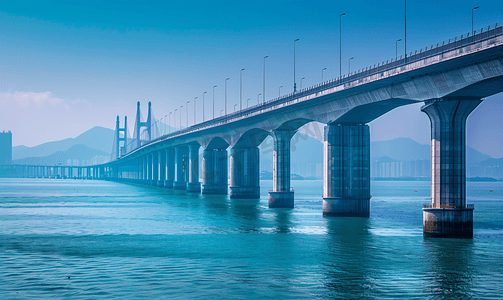 珠海摄影照片_港珠澳大桥珠港澳大桥桥梁交通枢纽