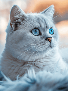 英短蓝猫摄影照片_英短蓝白猫动物日