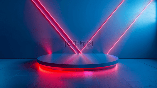 数码科技展台3D渲染科幻霓虹灯光场景背景