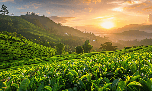 茶山日出唯美