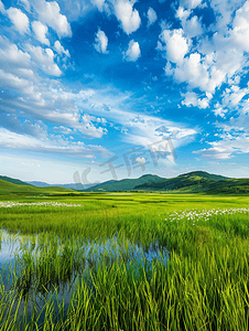 河流湿地摄影照片_呼伦贝尔大兴安岭森林草原湿地2