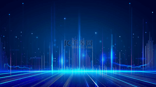 蓝色商务科技粒子背景图片_蓝色大气商务科技粒子光效背景