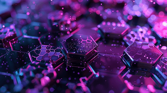 紫色科技感蜂窝状纹理背景13