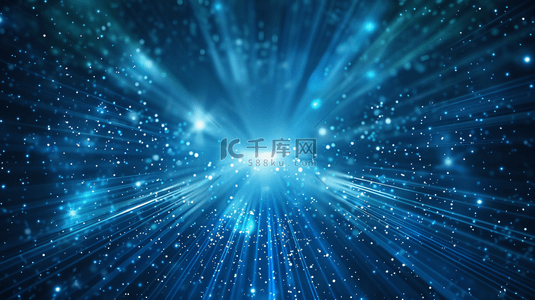 蓝色大气商务粒子光线光速科技背景