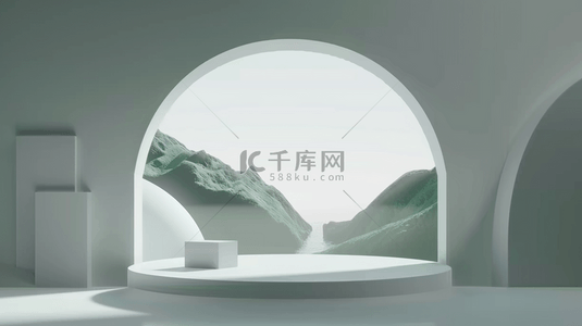 高奢大气春天3D拱门展览空间展台场景设计