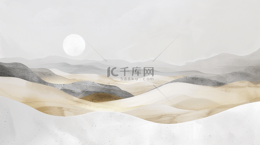 中式背景背景图片_苍黄灰白色国风水墨山水背景