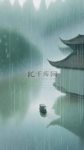 国风春雨春天雨中景色1背景素材