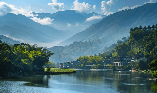 绿色山峰摄影照片_四川都江堰青城山