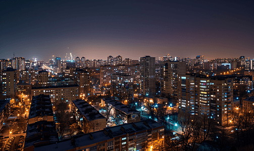 楼光摄影照片_城市夜景全景