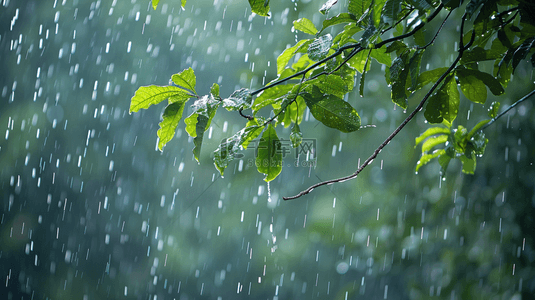 雨季背景图片_雨季下雨公园里树叶叶片纹理的背景8