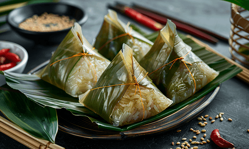 食粽子摄影照片_端午节粽子端午美食摄影粽子米粽传统美食