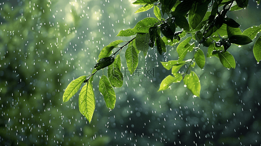 雨季背景图片_雨季下雨公园里树叶叶片纹理的背景13