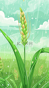 山节气背景图片_春天春雨谷雨节气麦穗背景