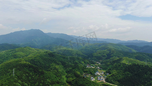 航拍大自然蓝天白云青山风景