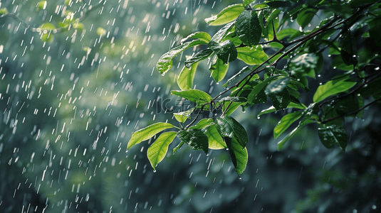 下雨背景图片_雨季下雨公园里树叶叶片纹理的背景17
