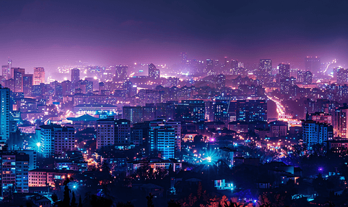 霓虹摄影照片_城市夜景全景