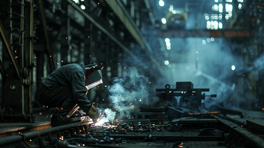 电焊工人摄影照片_工厂里的焊工工人53