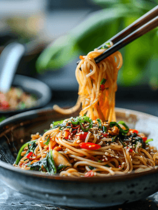 汤面桢子摄影照片_早餐面食炸酱面