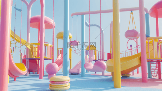 彩色游乐场背景图片_户外彩色游乐场滑梯玩具的背景5