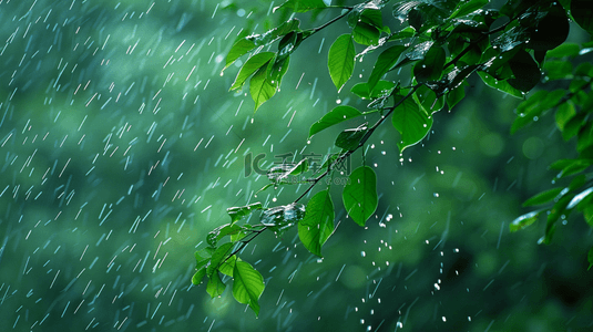 雨季背景图片_雨季下雨公园里树叶叶片纹理的背景14