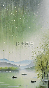 国风春雨春天雨中景色背景图