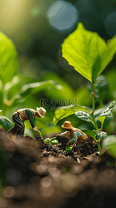 农民敬礼背景图片_五一微景观菜园里种菜的农民背景
