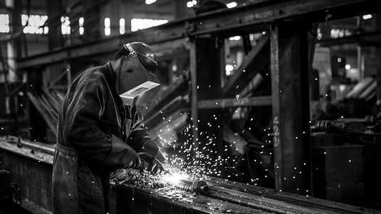 电焊工人摄影照片_工厂里的焊工工人52