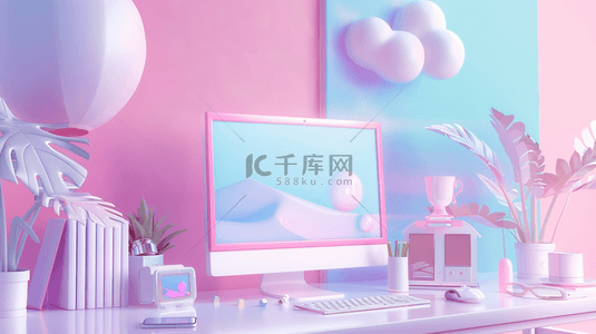 桌面背景图片_粉色缤纷电脑植物桌面的背景15