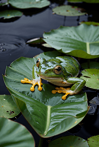 荷叶上的绿色青蛙摄影图片7