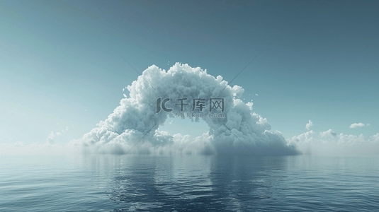 海洋
蓝色背景图片_春天水面上3D白云渲染的电商空镜设计