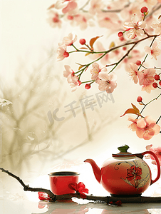 中式对角花纹摄影照片_中式茶茶艺