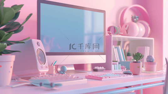 桌面背景图片_粉色缤纷电脑植物桌面的背景2