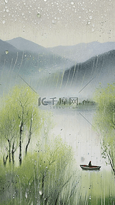 清明节由来背景图片_国风春雨春天雨中景色设计