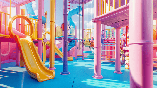 彩色游乐场背景图片_户外彩色游乐场滑梯玩具的背景1