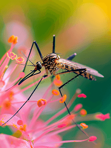 灭蚊矢量摄影照片_正在吸血的花蚊