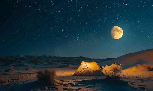 沙漠露营月亮