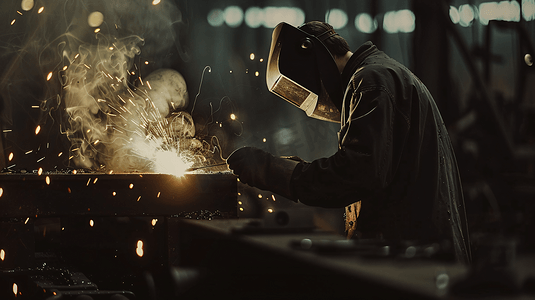 电焊工人摄影照片_工厂里的焊工工人56