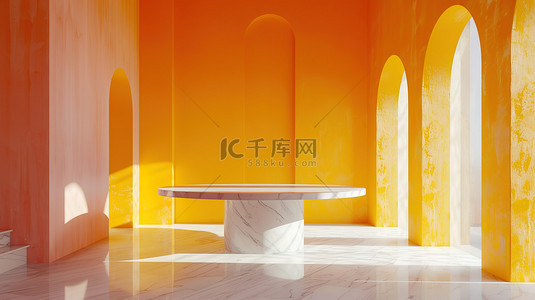 浅橙色条纹明亮阳光电商展台图片
