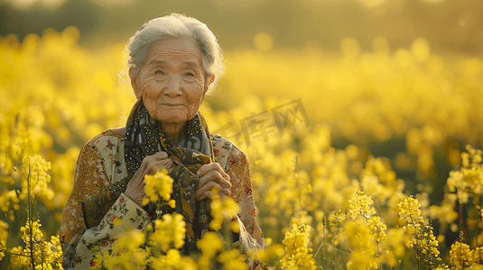 油菜花田中拍照的老奶奶17