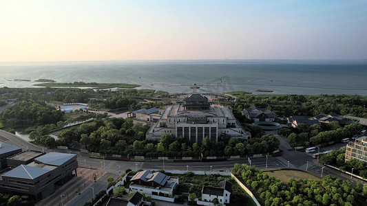 航拍苏州地标建筑太湖会议中心