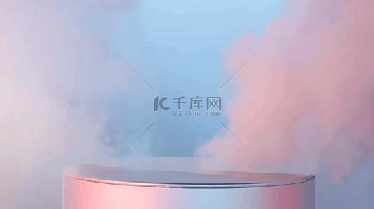 粉色云雾3D渲染产品展台背景