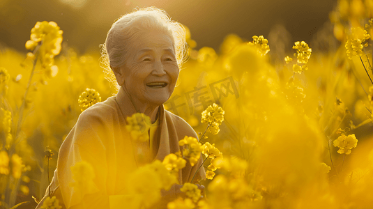 油菜花田中拍照的老奶奶11